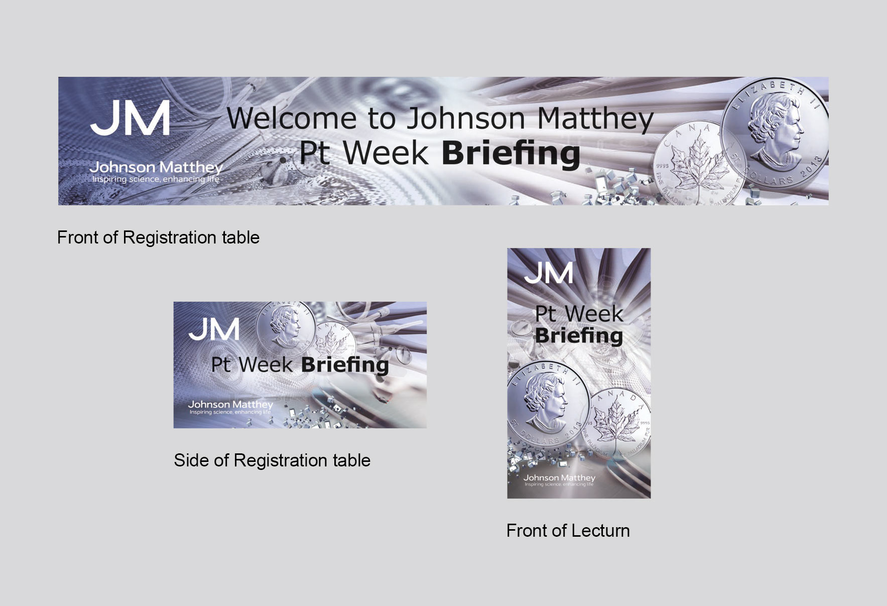 Johnson Matthey Pt week registration table graphics